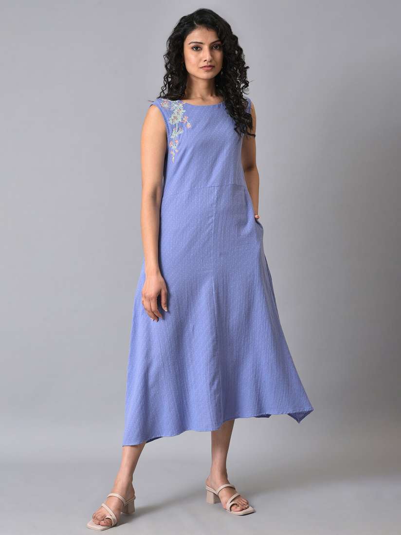 Buy W Embroidered Pure Cotton A Line Midi Dress Dresses for Women 22247640 Myntra