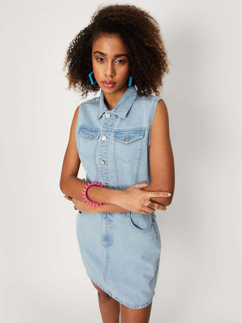 Denim dresses for womens myntra 2025