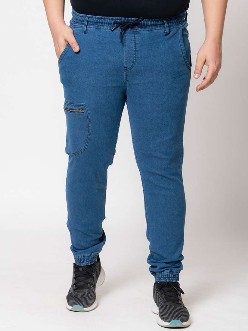 Denim joggers mens plus size clearance