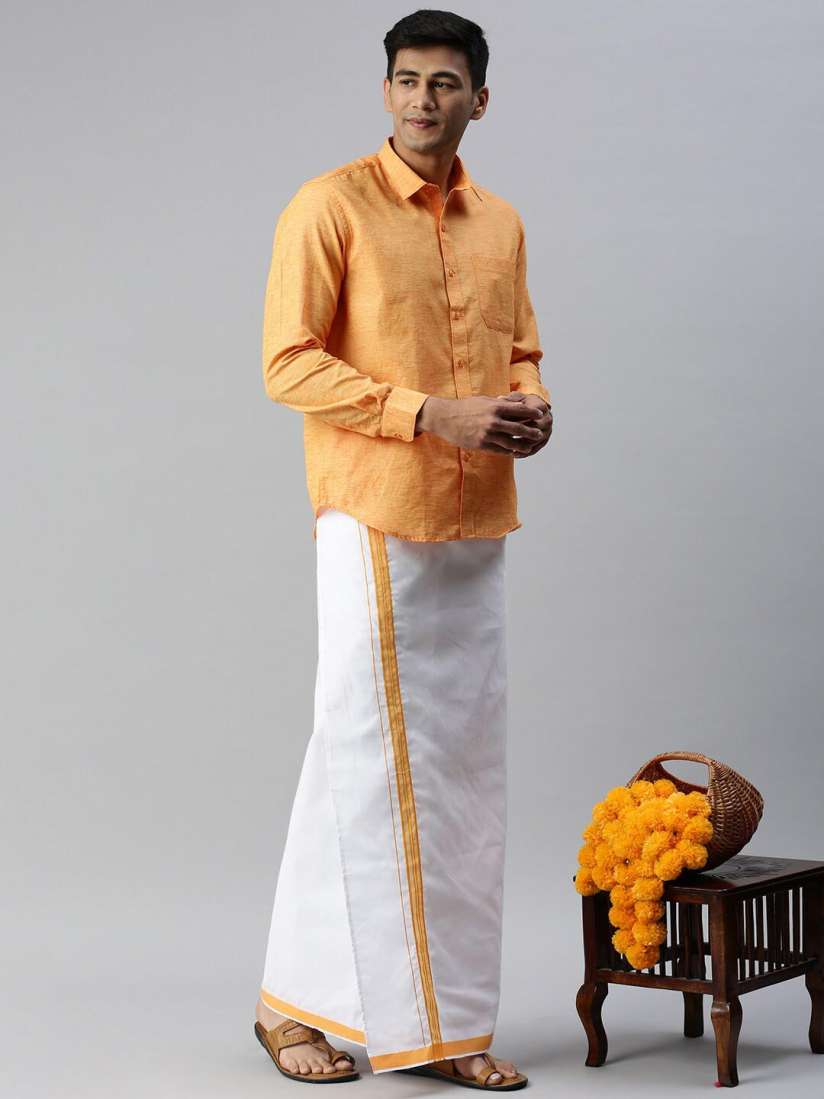 Buy Ramraj Men Solid Cotton Shirt With Adjustable Dhoti Set Clothing Set for Men 22256590 Myntra