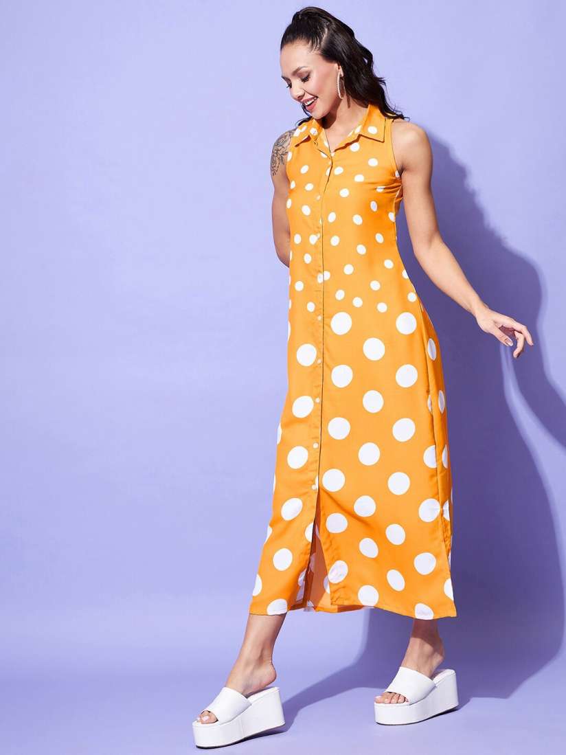 Buy StyleStone Polka Dot Printed Shirt Maxi Dress Dresses for Women 22257904 Myntra