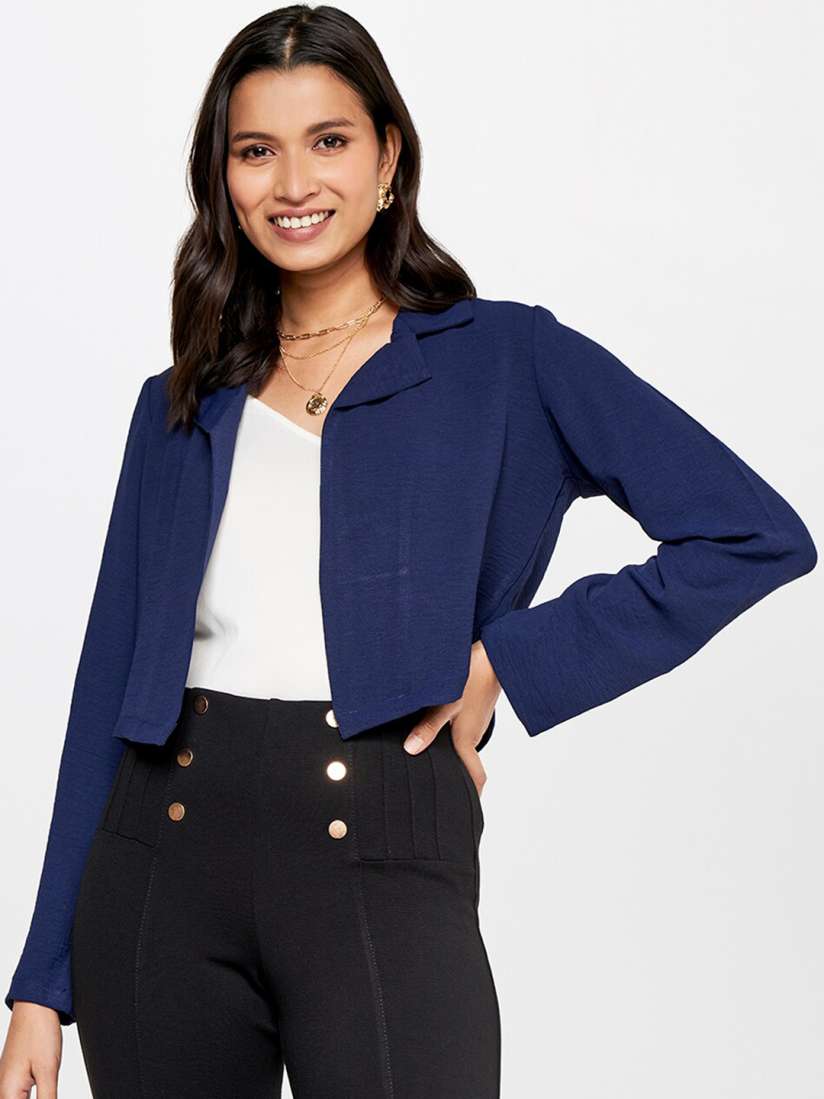 Buy AND Women Spread Collar Crop Open Front Jacket Jackets for Women 22258858 Myntra