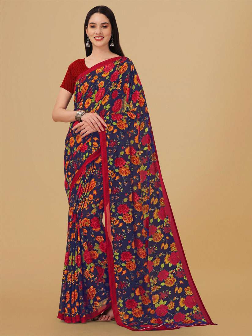 Buy Ambuja International Floral Printed Pure Georgette Saree Sarees for Women 22259852 Myntra