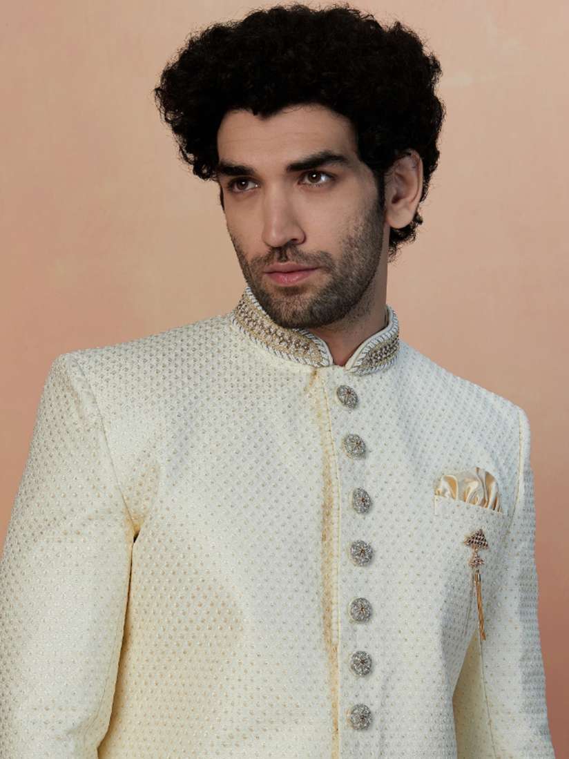 Buy Manyavar Self Design Traditional Indo Western Sherwani Set Sherwani for Men 22261250 Myntra