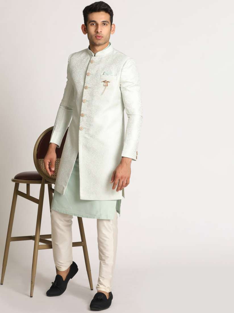 Buy Manyavar Self Design Traditional Indo Western Sherwani Set Sherwani for Men 22261298 Myntra