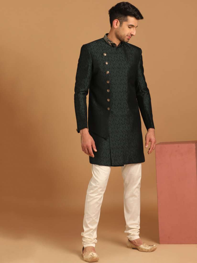 Buy Manyavar Men Self Design Traditional Indo Western Sherwani Set Sherwani for Men 22261402 Myntra