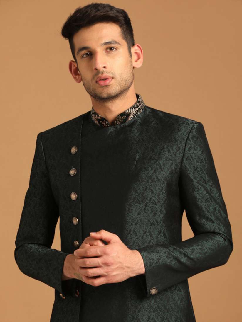 Buy Manyavar Men Self Design Traditional Indo Western Sherwani Set Sherwani for Men 22261402 Myntra