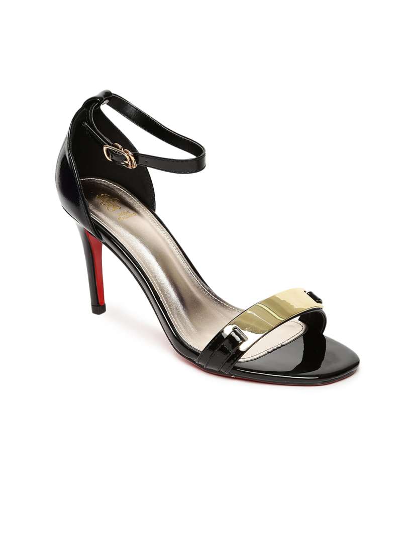 Buy Tresmode Women Black Gold Toned Heels Heels for Women 2226200 Myntra