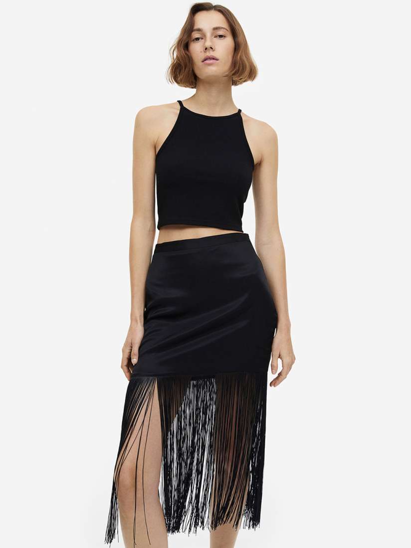 Fringe skirt h&m cheap