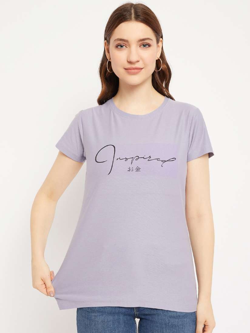 Buy Okane Typography Printed Cotton T shirt Tshirts for Women 22263234 Myntra