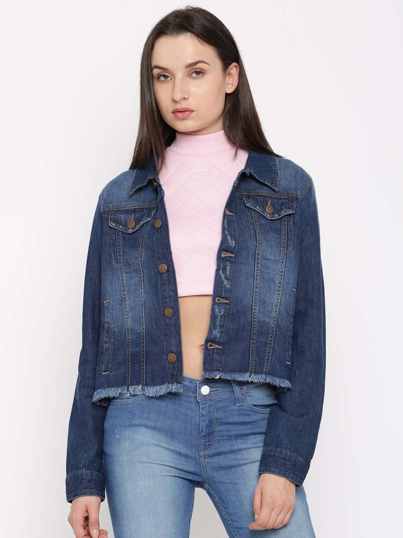 Buy Flying Machine Women Blue Solid Denim Jacket Jackets for Women 2226885 Myntra