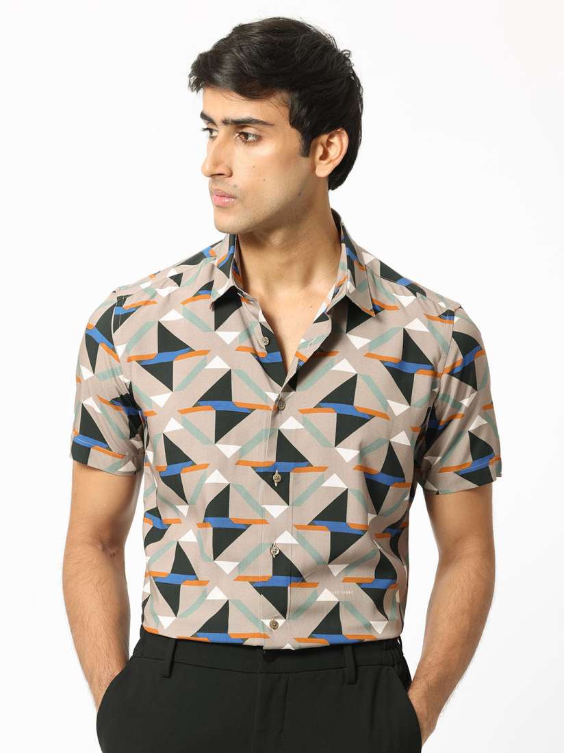 Buy RARE RABBIT Men Radium Slim Fit Geometric Printed Shirt Shirts for Men 22270636 Myntra