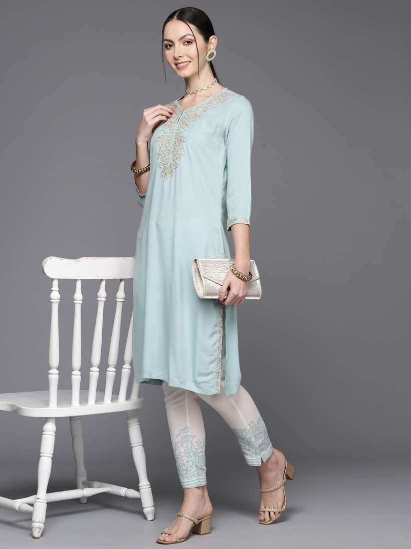 Buy Biba Women Ethnic Motifs Yoke Design Straight Kurta with Trousers Kurta Sets for Women 22278094 Myntra