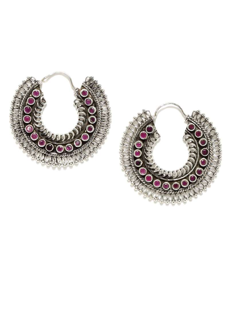 Buy Kushal s Fashion Jewellery Oxidised Silver Rhodium Plated Hoop Earrings Earrings for Women 2228535 Myntra