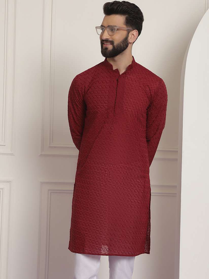 Buy SOJANYA Pure Cotton Floral Embroidered Chikankari Kurta Kurtas for Men 22291446 Myntra