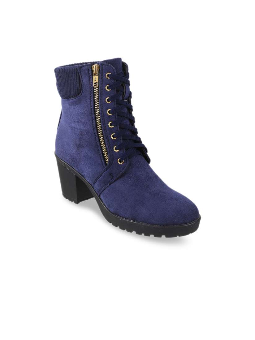 Buy Mochi Women Round Toe Lace Ups Block Heels Boots Boots for Women 22294668 Myntra
