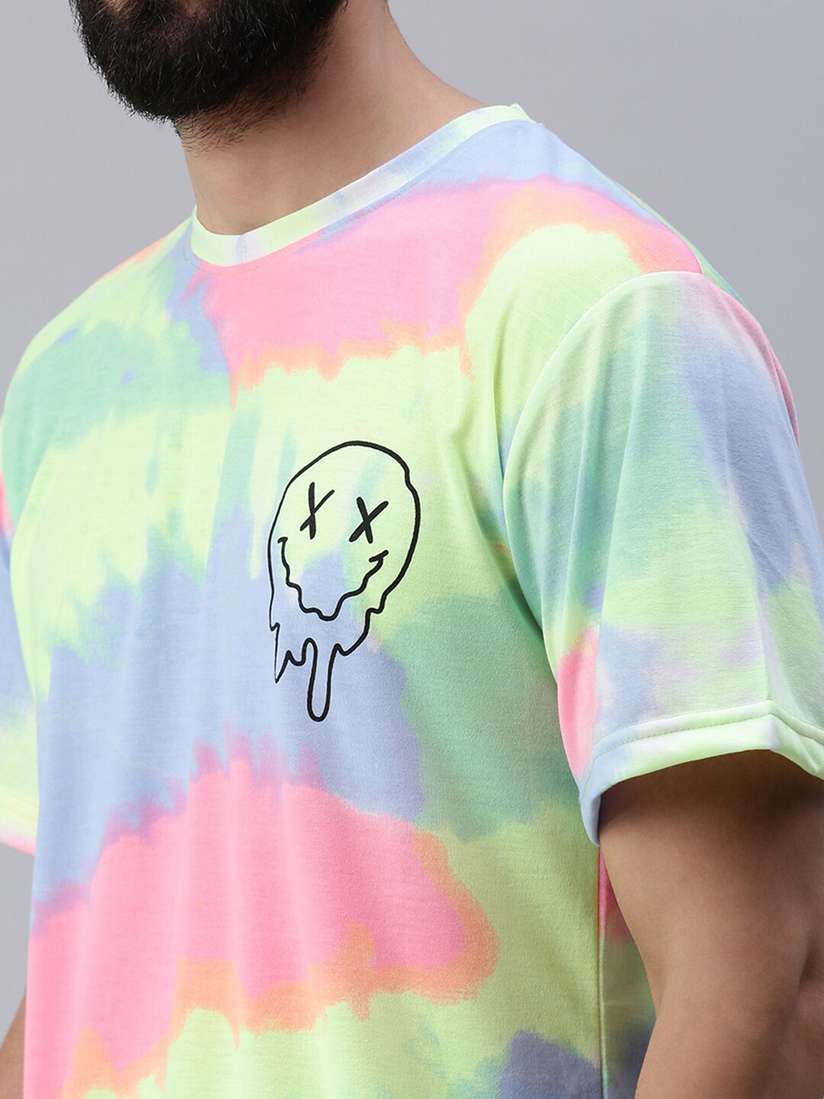 Buy Rodzen Tie-Dyed Pure Cotton Oversize T-shirt Tshirts for Men