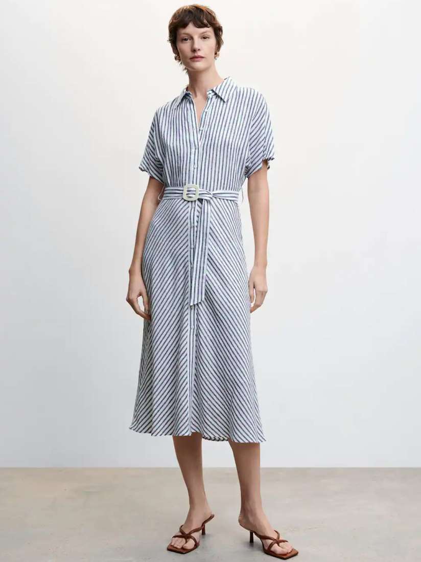 Mango linen blend shirt dress clearance