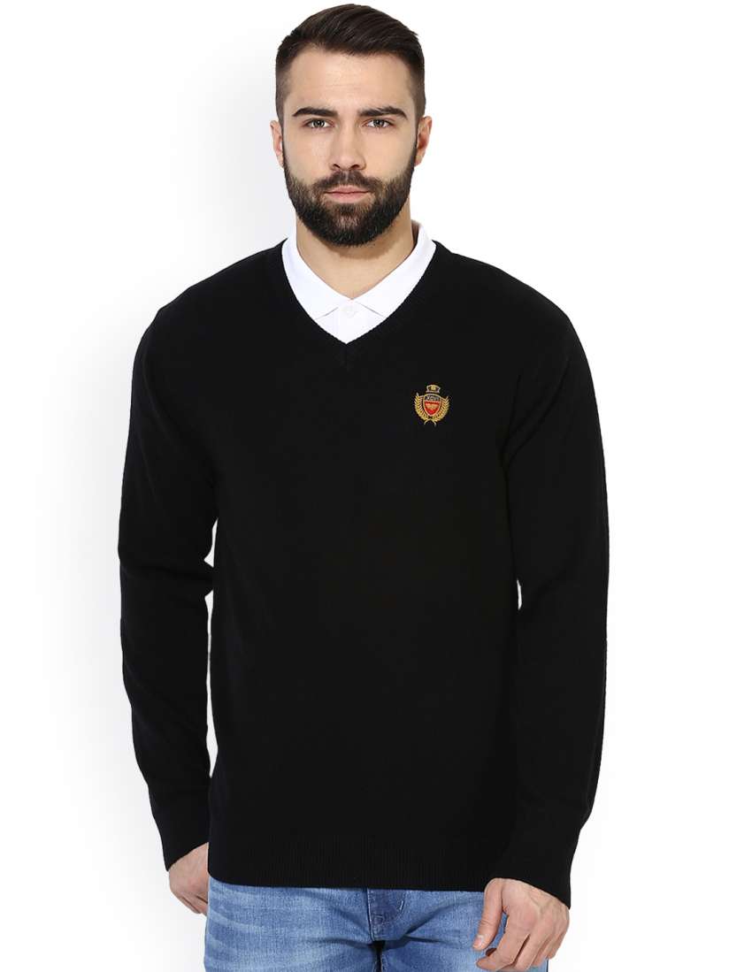 Buy Red Tape Men Black Solid Pullover Sweaters for Men 2231289 Myntra
