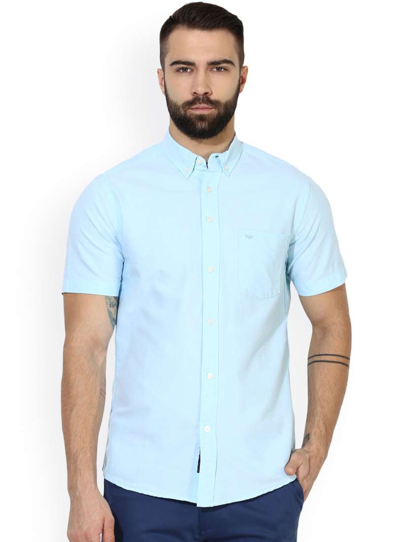 Buy Red Tape Men Turquoise Blue Smart Regular Fit Solid Casual Shirt Shirts for Men 2231327 Myntra