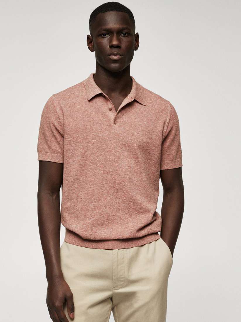 Buy MANGO MAN Textured Polo Collar T shirt Tshirts for Men 22314626 Myntra