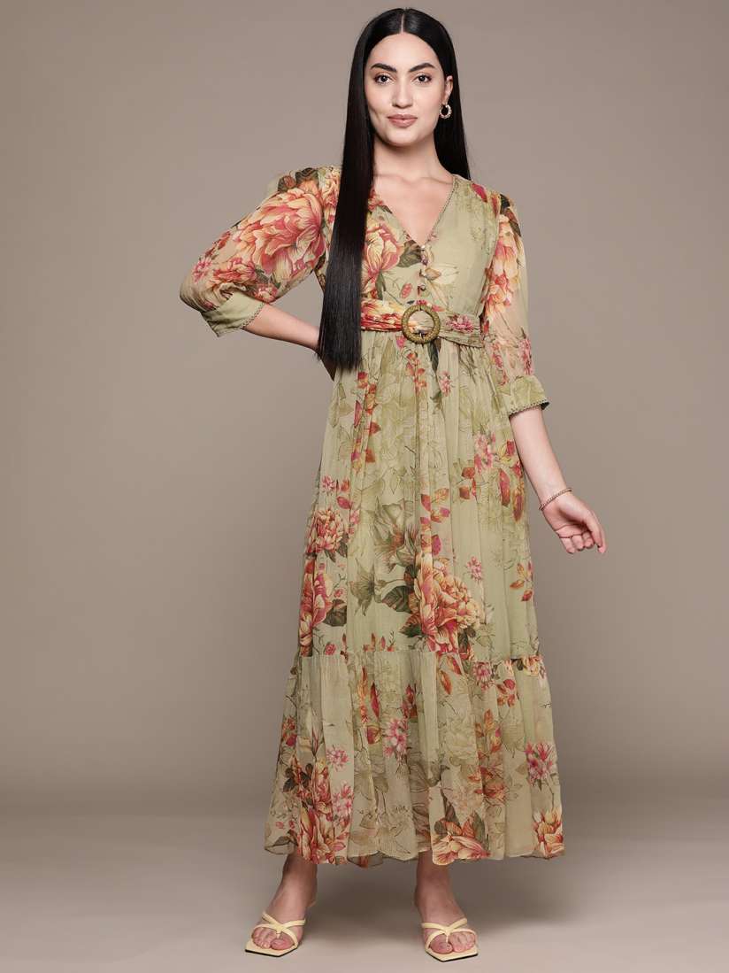 Myntra green dress new arrivals