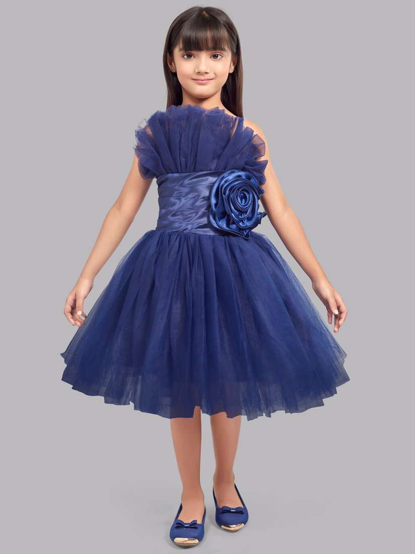 Buy Pink Chick Girls Ruffled Tulle Net Fit Flare Midi Dress