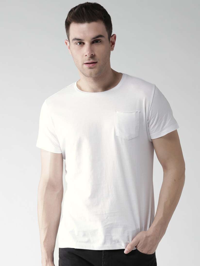 Buy Mast Harbour Men White Solid Round Neck Pure Cotton T shirt Tshirts for Men 2232075 Myntra