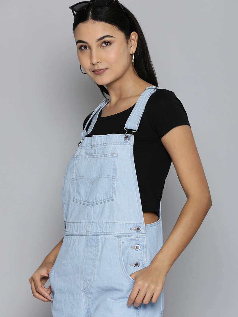 Buy Levis Solid Above Knee Length Dungaree Dungarees for Women 22330680 Myntra
