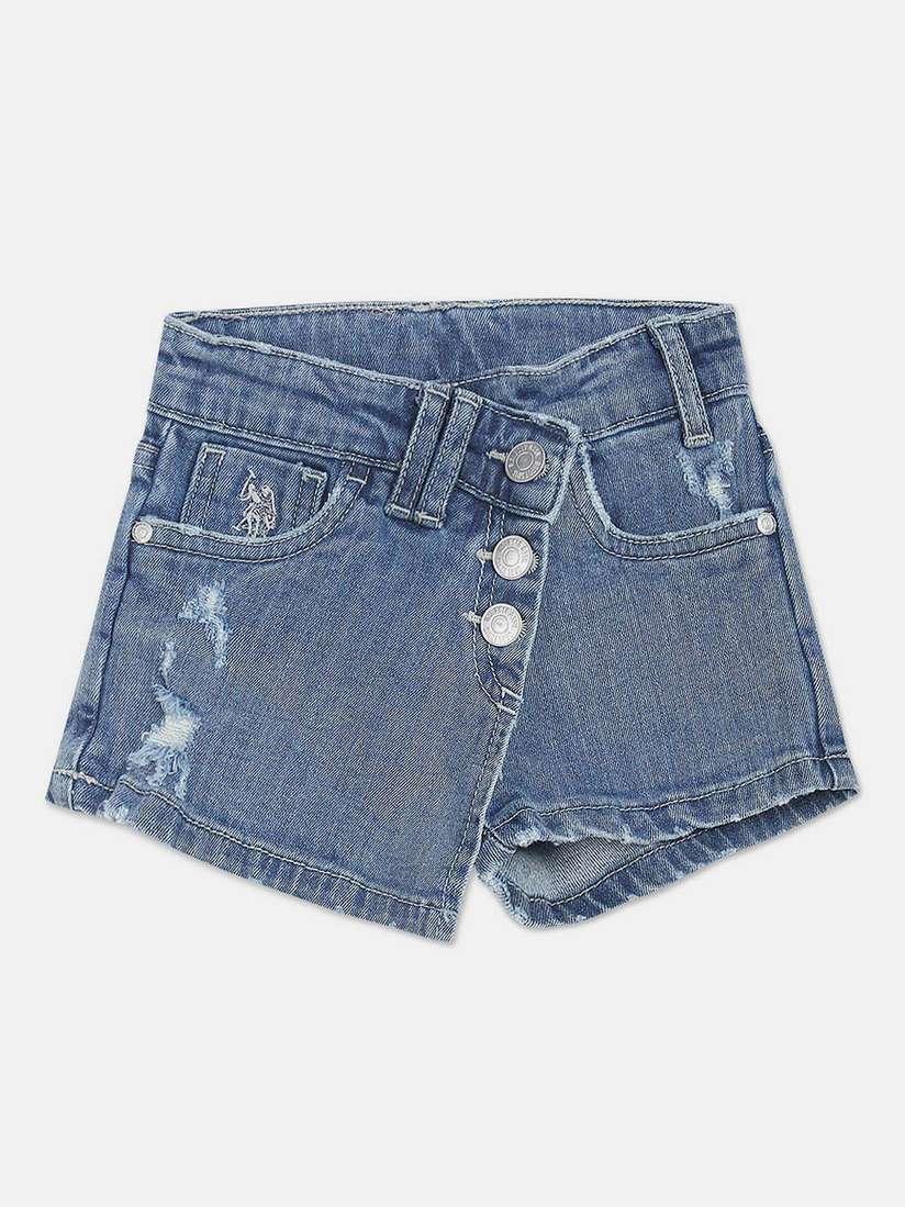 Buy Polo Kids Girls Washed Regular Fit Denim Shorts