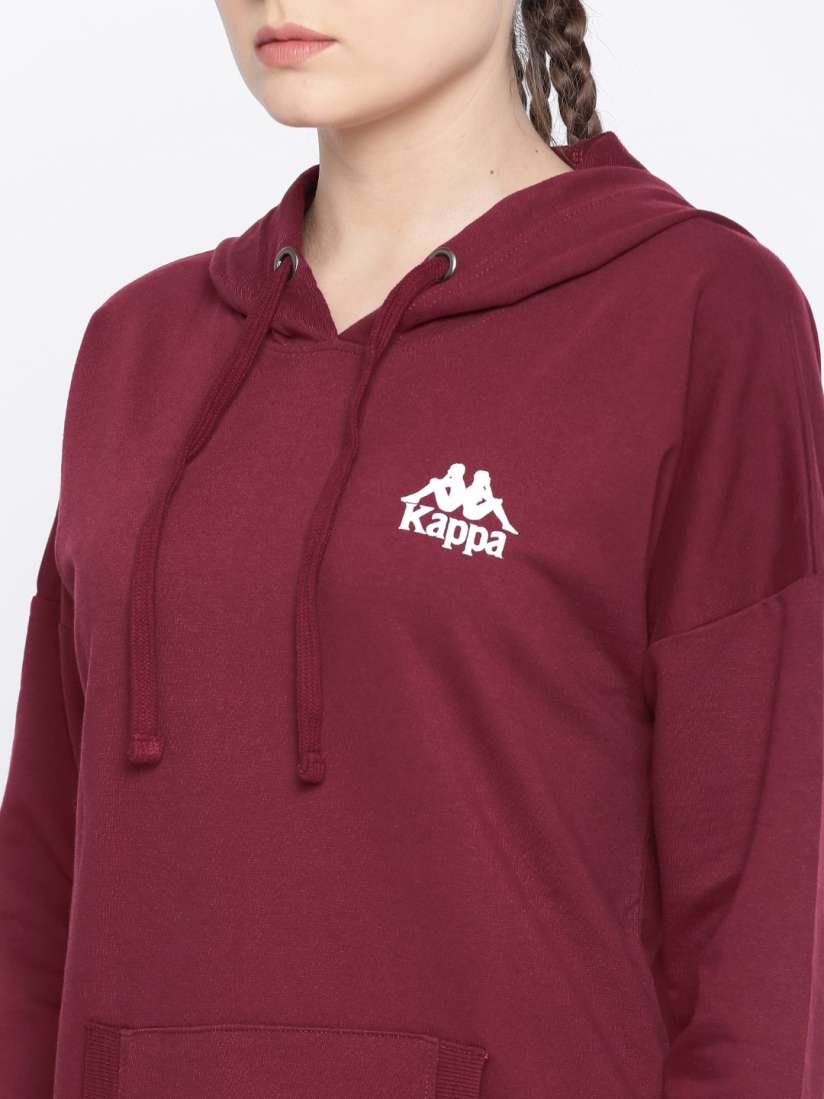 Buy Kappa Women Maroon Solid Hooded Sweatshirt Sweatshirts for Women 2233804 Myntra