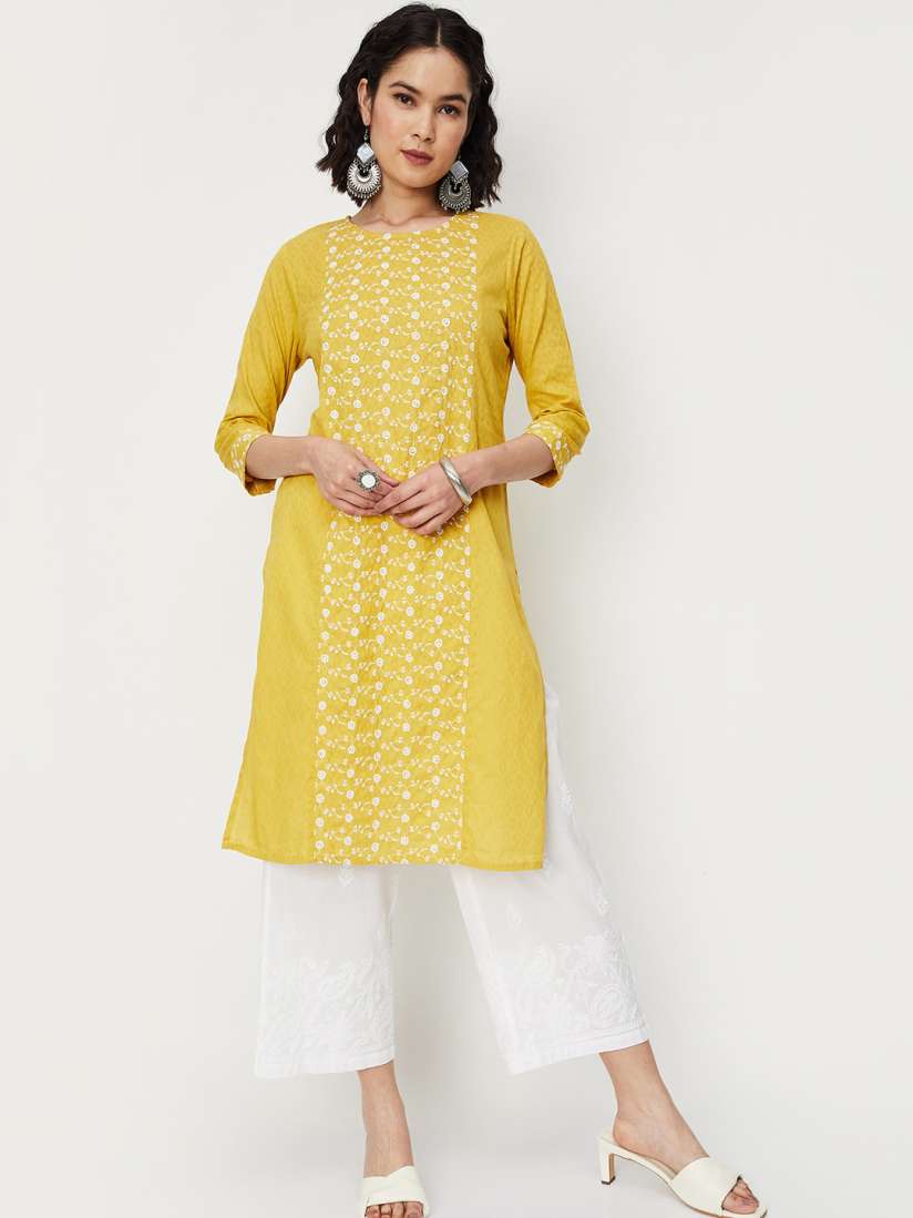 Buy max Ethnic Motifs Embroidered Thread Work Pure Cotton Kurta Kurtas for Women 22338212 Myntra