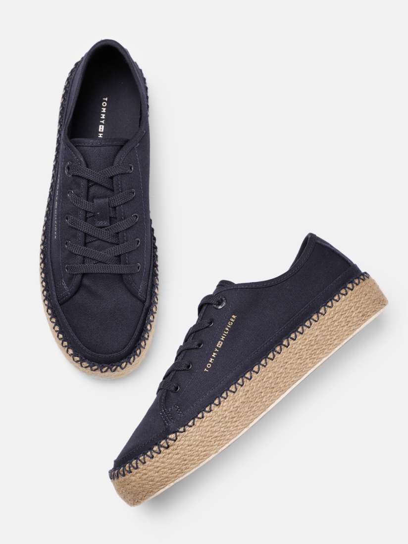 Buy Tommy Hilfiger Women Solid Canvas Sneakers With Jute Detail Casual Shoes for Women 22338552 Myntra