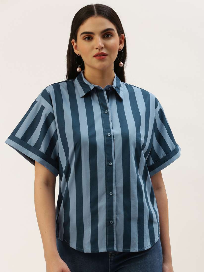 Buy FOREVER 21 Pure Cotton Striped Casual Shirt Shirts for Women 22340408 Myntra