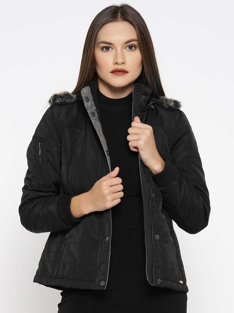 Buy Park Avenue Women Black Solid Parka Jacket Jackets for Women 2235280 Myntra