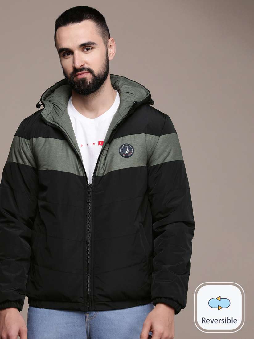 Buy Nautica Colourblocked Hooded Reversible Puffer Jacket Jackets for Men 22355202 Myntra