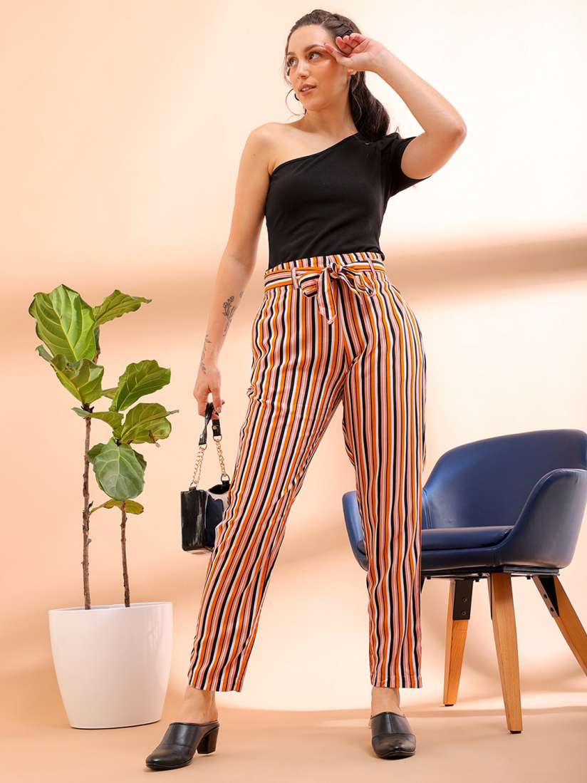 Striped trousers womens india store