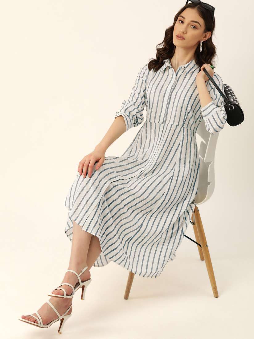 Buy DressBerry Striped Shirt Midi Dress Dresses for Women 22360804 Myntra