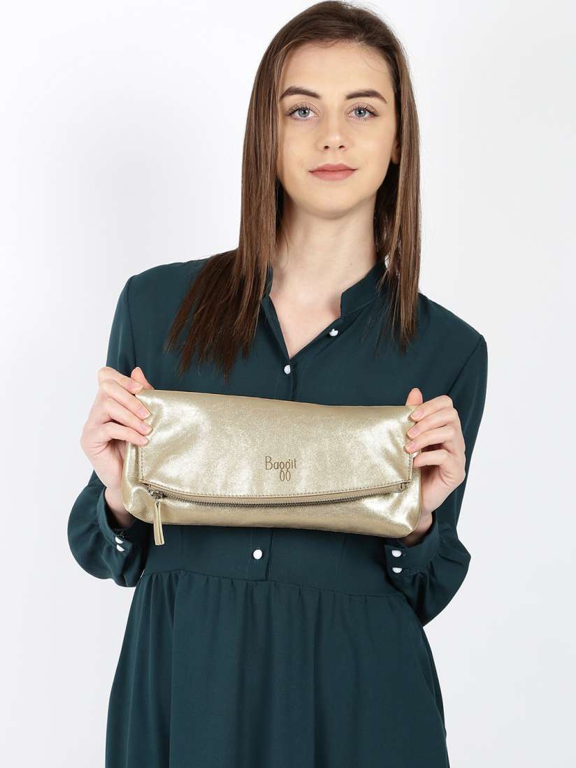 Buy Baggit Gold Toned Solid Clutch Clutches for Women 2236321 Myntra