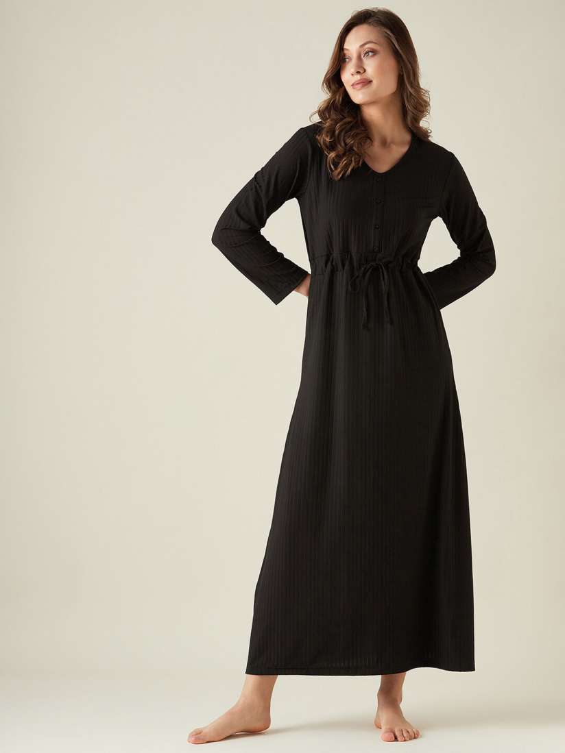 Buy The Kaftan Company Striped Maxi Nightdress Nightdress for Women 22364194 Myntra