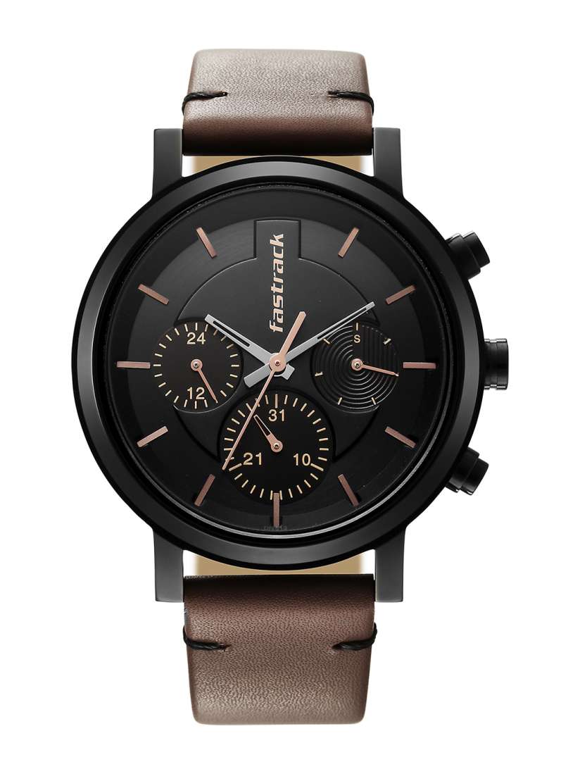 Fastrack leather watch for men discount