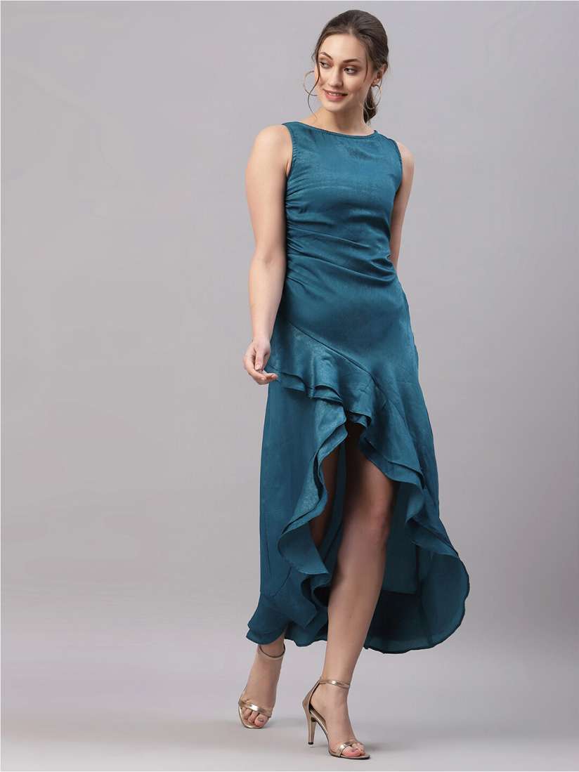 Boat neck high low dress store