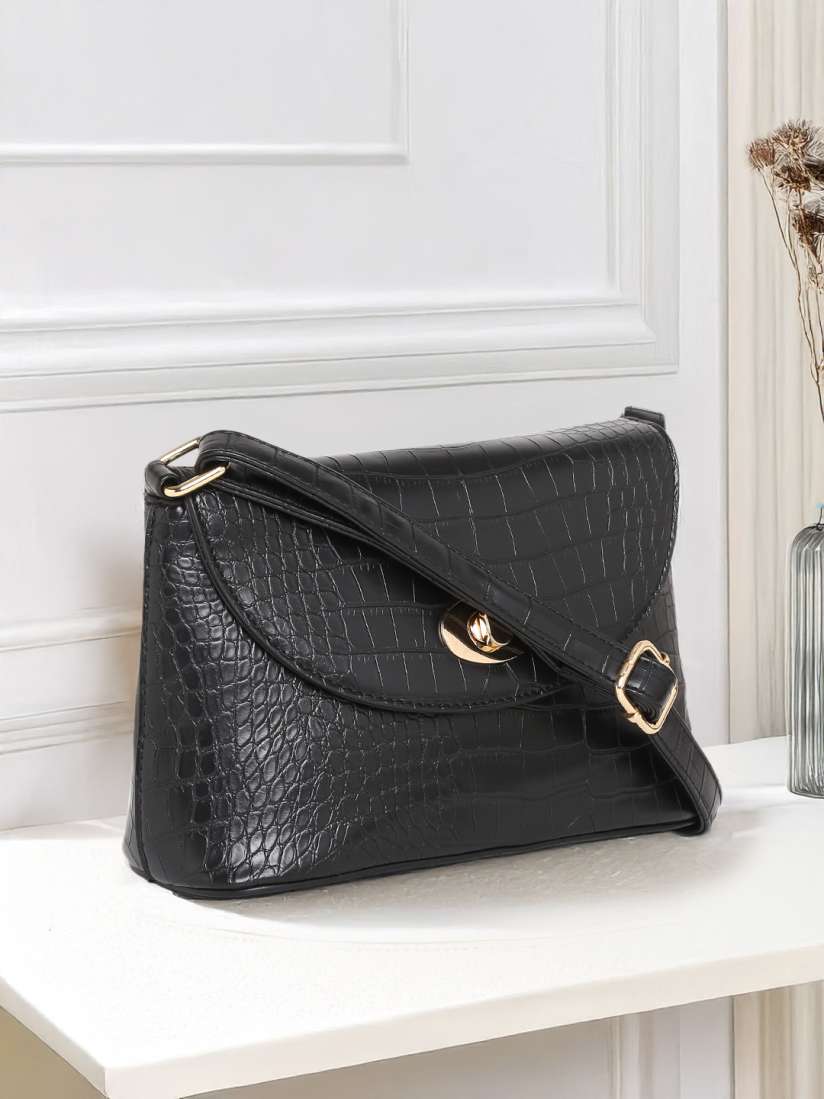 Buy Mast Harbour Black Textured Sling Bag Handbags for Women 2238028 Myntra
