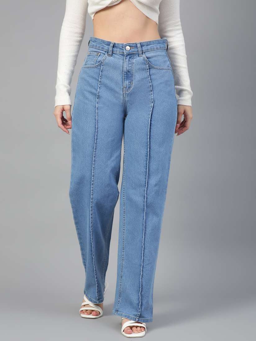 Buy Kotty Women Jean Straight Fit High Rise Light Fade Stretchable Jeans Jeans for Women 22392328 Myntra