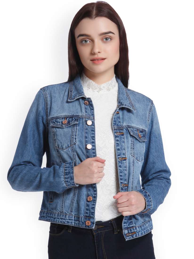 Buy Vero Moda Women Blue Solid Denim Jacket Jackets for Women 2239715 Myntra