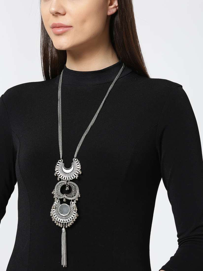Buy Infuzze Oxidised Silver Toned Metal Necklace Necklace and Chains for Women 2242375 Myntra