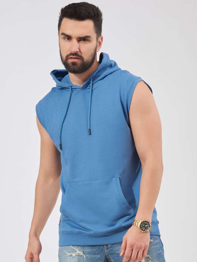 Men's sleeveless hooded t shirt online