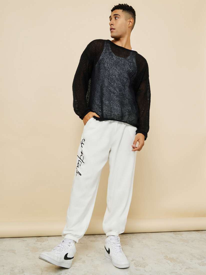 Buy Styli Men Slogan Print Oversized Jogger With Slip Pocket Track Pants for Men 22428852 Myntra