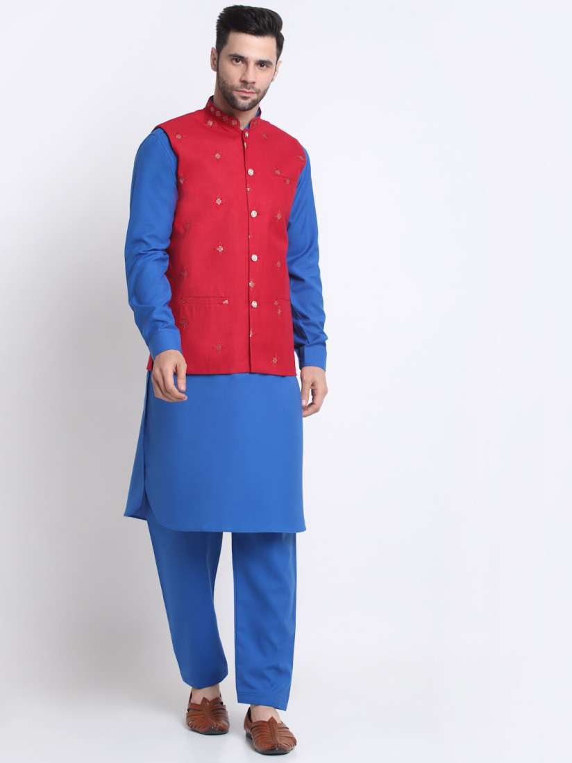 Buy KRAFT INDIA Mandarin Collar Pathani Kurta with Pyjama Nehru Jacket Kurta Sets for Men 22430058 Myntra