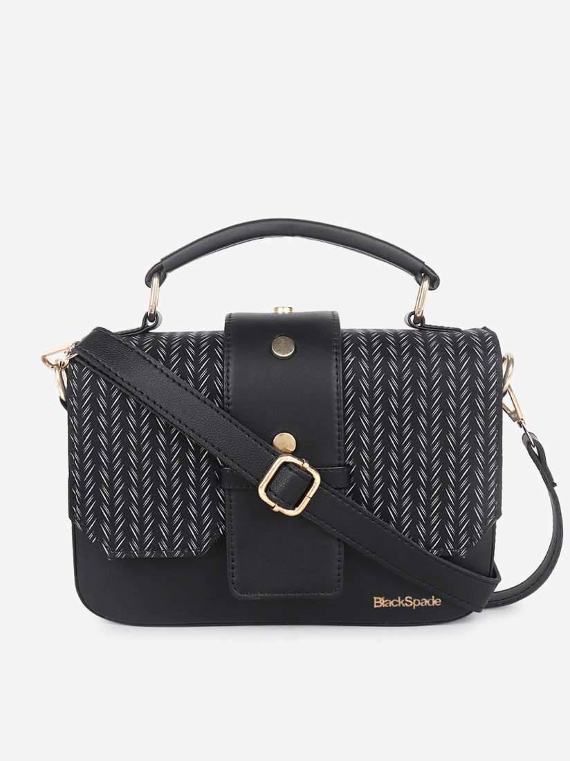 Buy Black Spade Printed Structured Satchel Bag Handbags for Women 22431392 Myntra